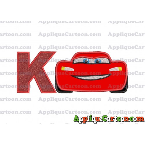 Lightning McQueen Cars Applique 01 Embroidery Design With Alphabet K
