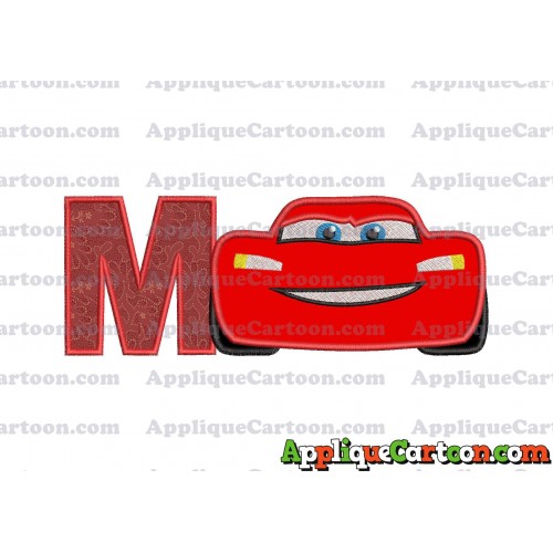 Lightning McQueen Cars Applique 01 Embroidery Design With Alphabet M