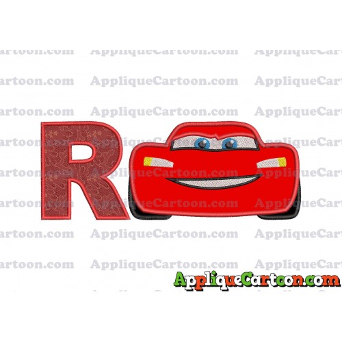 Lightning McQueen Cars Applique 01 Embroidery Design With Alphabet R