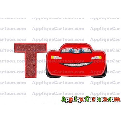 Lightning McQueen Cars Applique 01 Embroidery Design With Alphabet T