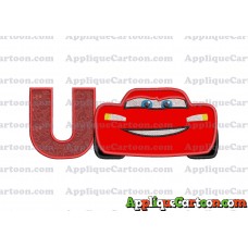 Lightning McQueen Cars Applique 01 Embroidery Design With Alphabet U