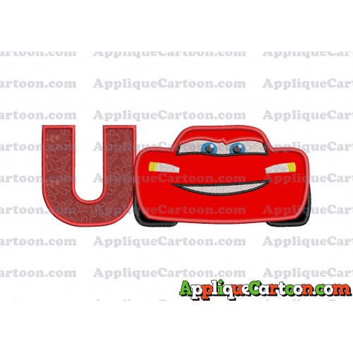 Lightning McQueen Cars Applique 01 Embroidery Design With Alphabet U