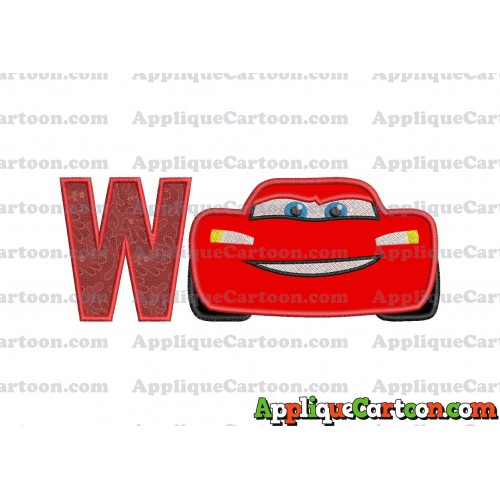 Lightning McQueen Cars Applique 01 Embroidery Design With Alphabet W