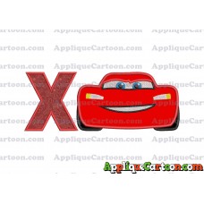 Lightning McQueen Cars Applique 01 Embroidery Design With Alphabet X