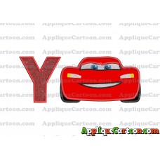 Lightning McQueen Cars Applique 01 Embroidery Design With Alphabet Y