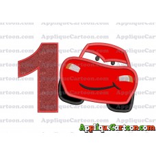 Lightning McQueen Cars Applique 02 Embroidery Design Birthday Number 1