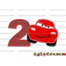 Lightning McQueen Cars Applique 02 Embroidery Design Birthday Number 2