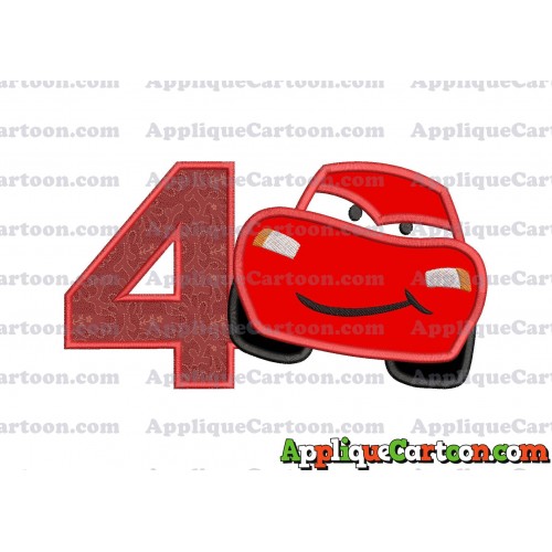 Lightning McQueen Cars Applique 02 Embroidery Design Birthday Number 4