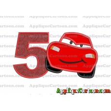 Lightning McQueen Cars Applique 02 Embroidery Design Birthday Number 5