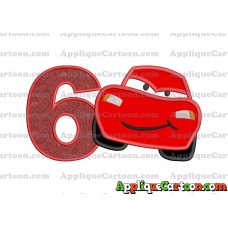 Lightning McQueen Cars Applique 02 Embroidery Design Birthday Number 6