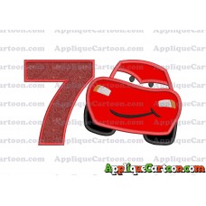 Lightning McQueen Cars Applique 02 Embroidery Design Birthday Number 7