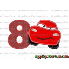 Lightning McQueen Cars Applique 02 Embroidery Design Birthday Number 8