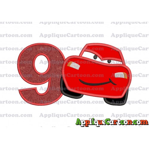 Lightning McQueen Cars Applique 02 Embroidery Design Birthday Number 9