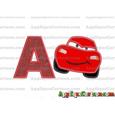 Lightning McQueen Cars Applique 02 Embroidery Design With Alphabet A