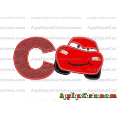 Lightning McQueen Cars Applique 02 Embroidery Design With Alphabet C