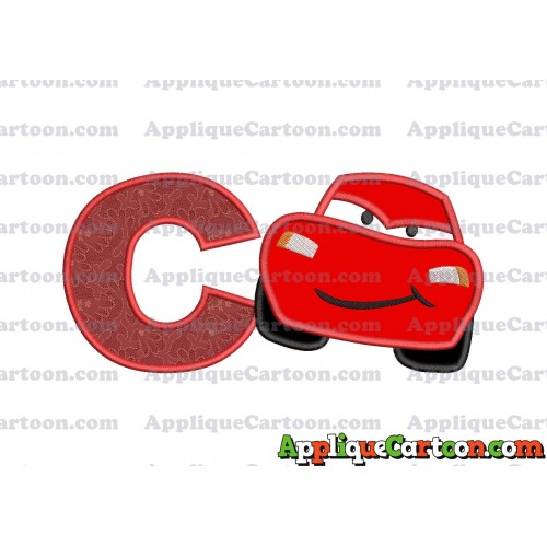 Lightning McQueen Cars Applique 02 Embroidery Design With Alphabet C