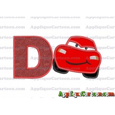 Lightning McQueen Cars Applique 02 Embroidery Design With Alphabet D