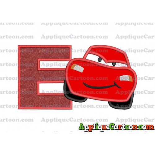 Lightning McQueen Cars Applique 02 Embroidery Design With Alphabet E