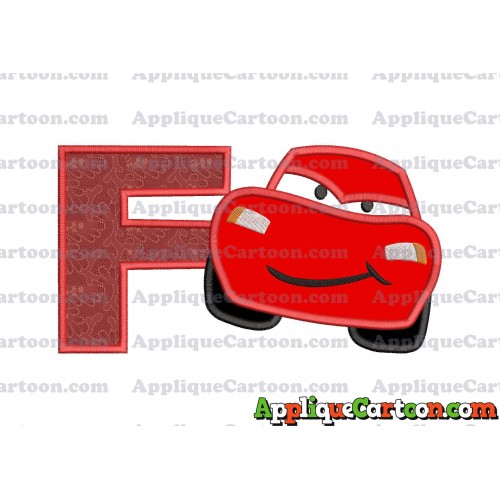 Lightning McQueen Cars Applique 02 Embroidery Design With Alphabet F
