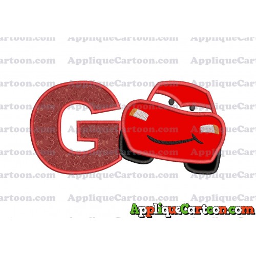 Lightning McQueen Cars Applique 02 Embroidery Design With Alphabet G