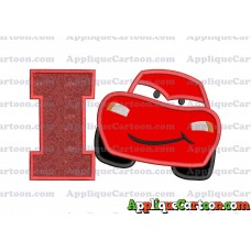 Lightning McQueen Cars Applique 02 Embroidery Design With Alphabet I