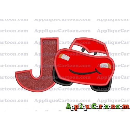 Lightning McQueen Cars Applique 02 Embroidery Design With Alphabet J