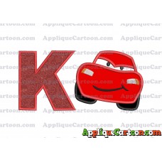Lightning McQueen Cars Applique 02 Embroidery Design With Alphabet K