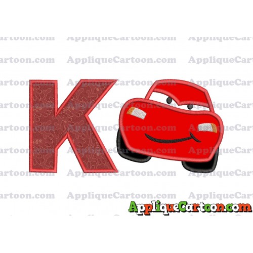 Lightning McQueen Cars Applique 02 Embroidery Design With Alphabet K