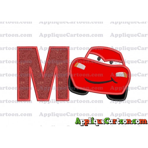 Lightning McQueen Cars Applique 02 Embroidery Design With Alphabet M
