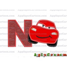 Lightning McQueen Cars Applique 02 Embroidery Design With Alphabet N
