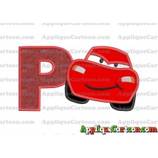 Lightning McQueen Cars Applique 02 Embroidery Design With Alphabet P