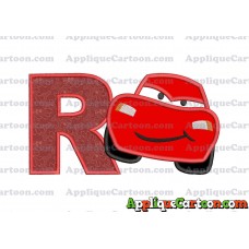 Lightning McQueen Cars Applique 02 Embroidery Design With Alphabet R