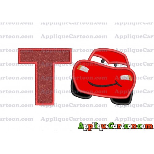 Lightning McQueen Cars Applique 02 Embroidery Design With Alphabet T