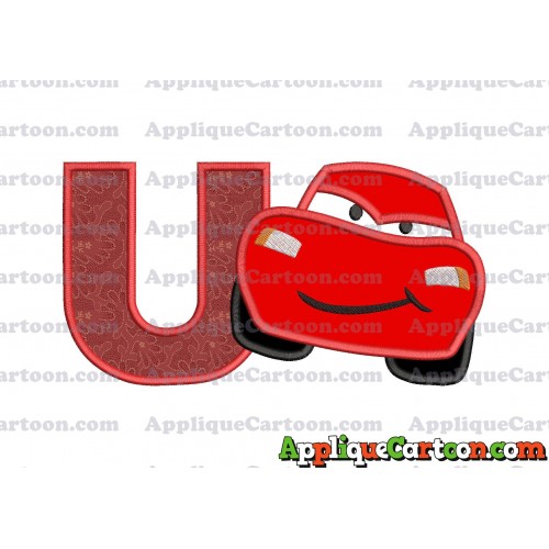 Lightning McQueen Cars Applique 02 Embroidery Design With Alphabet U