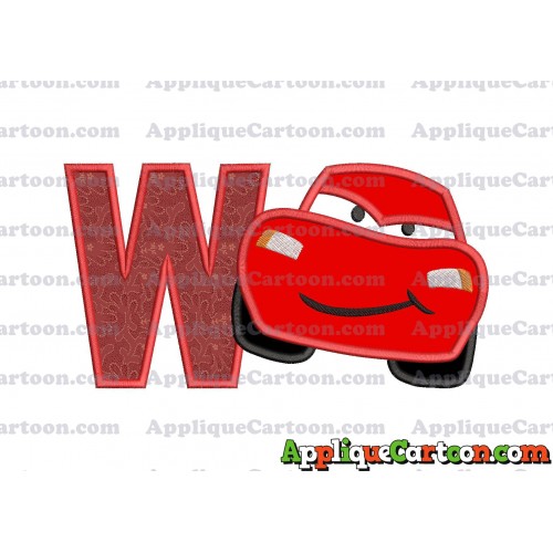 Lightning McQueen Cars Applique 02 Embroidery Design With Alphabet W