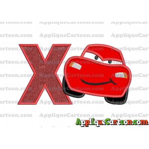 Lightning McQueen Cars Applique 02 Embroidery Design With Alphabet X