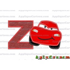 Lightning McQueen Cars Applique 02 Embroidery Design With Alphabet Z