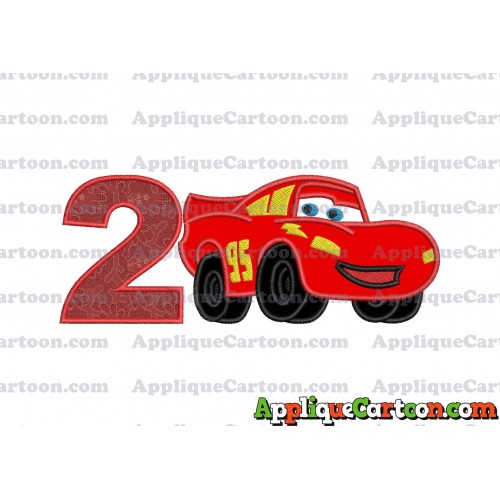 Lightning McQueen Cars Applique 03 Embroidery Design Birthday Number 2