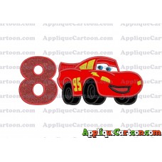 Lightning McQueen Cars Applique 03 Embroidery Design Birthday Number 8