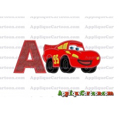 Lightning McQueen Cars Applique 03 Embroidery Design With Alphabet A