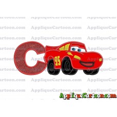 Lightning McQueen Cars Applique 03 Embroidery Design With Alphabet C