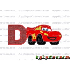 Lightning McQueen Cars Applique 03 Embroidery Design With Alphabet D
