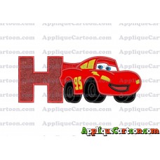 Lightning McQueen Cars Applique 03 Embroidery Design With Alphabet H