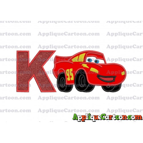 Lightning McQueen Cars Applique 03 Embroidery Design With Alphabet K