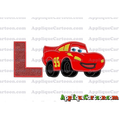 Lightning McQueen Cars Applique 03 Embroidery Design With Alphabet L