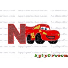 Lightning McQueen Cars Applique 03 Embroidery Design With Alphabet N
