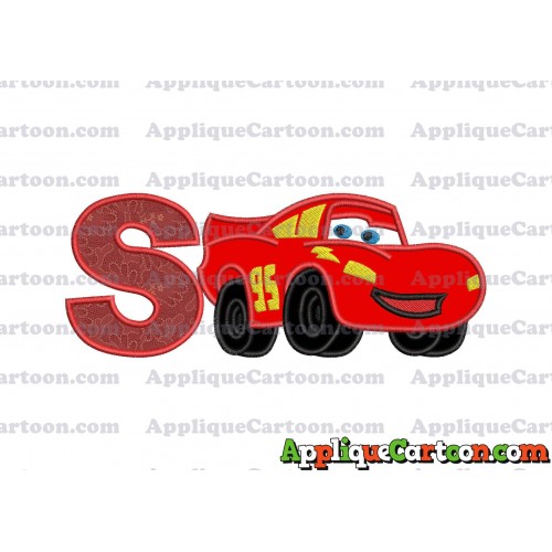Lightning McQueen Cars Applique 03 Embroidery Design With Alphabet S