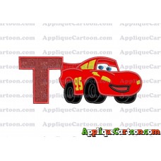 Lightning McQueen Cars Applique 03 Embroidery Design With Alphabet T