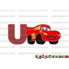 Lightning McQueen Cars Applique 03 Embroidery Design With Alphabet U