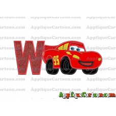 Lightning McQueen Cars Applique 03 Embroidery Design With Alphabet W